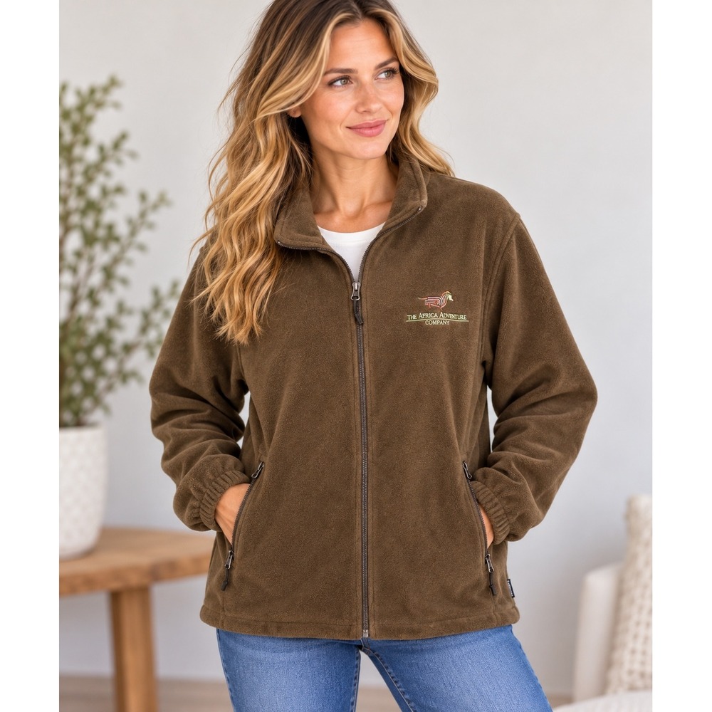 Landway Womens Fleece Jacket Africa Adventure Brown Full Zip Gorpcore Size M
